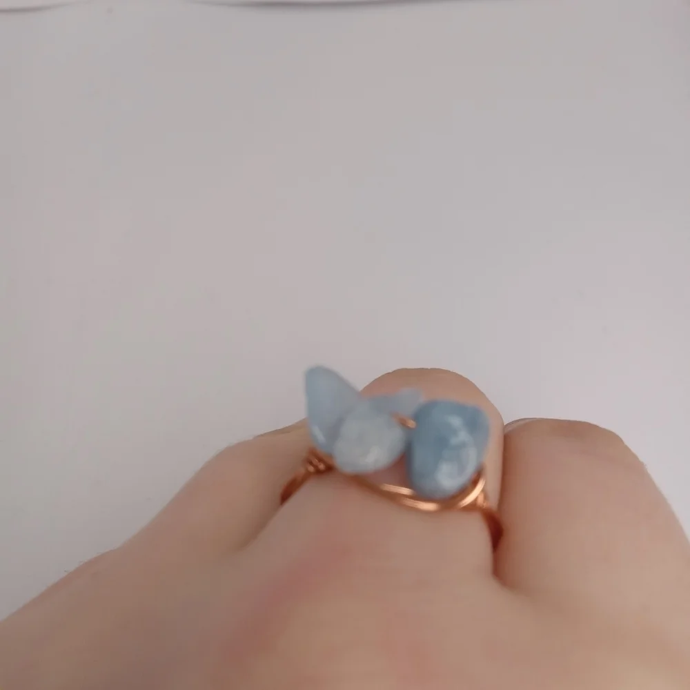 Aquamarine stone chip ring size 8.5 - Picture 3 of 5